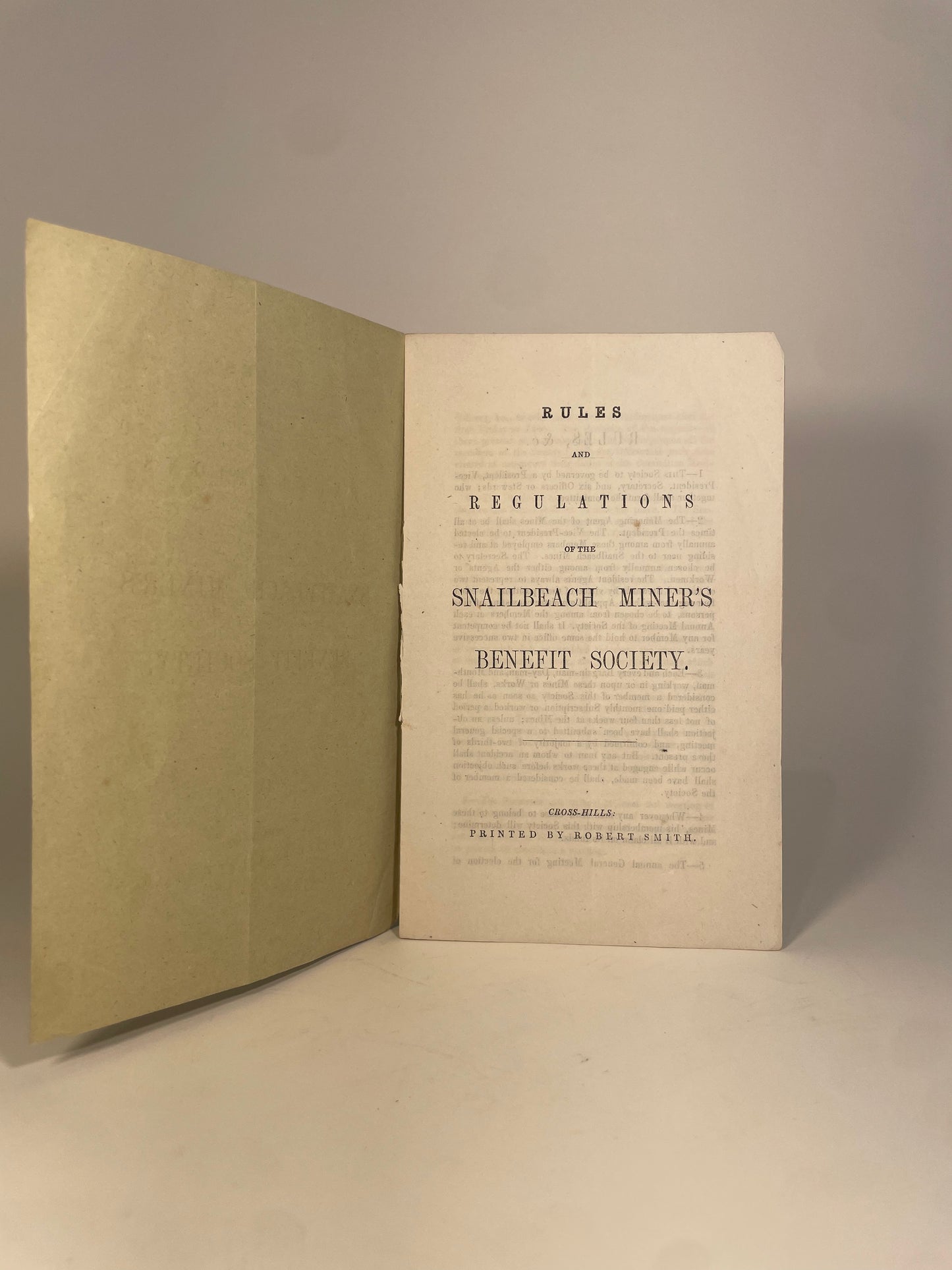 Rules and Regulation of the Snailbeach Miner's Benefit Society