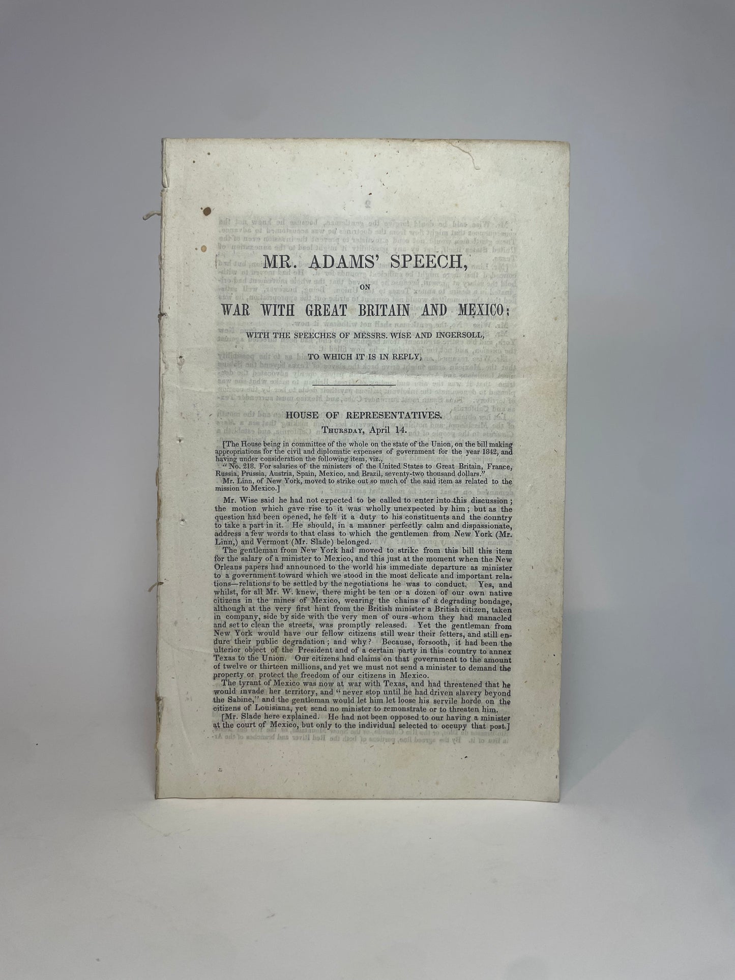 Mr. Adams' Speech on War with Great Britain and Mexico