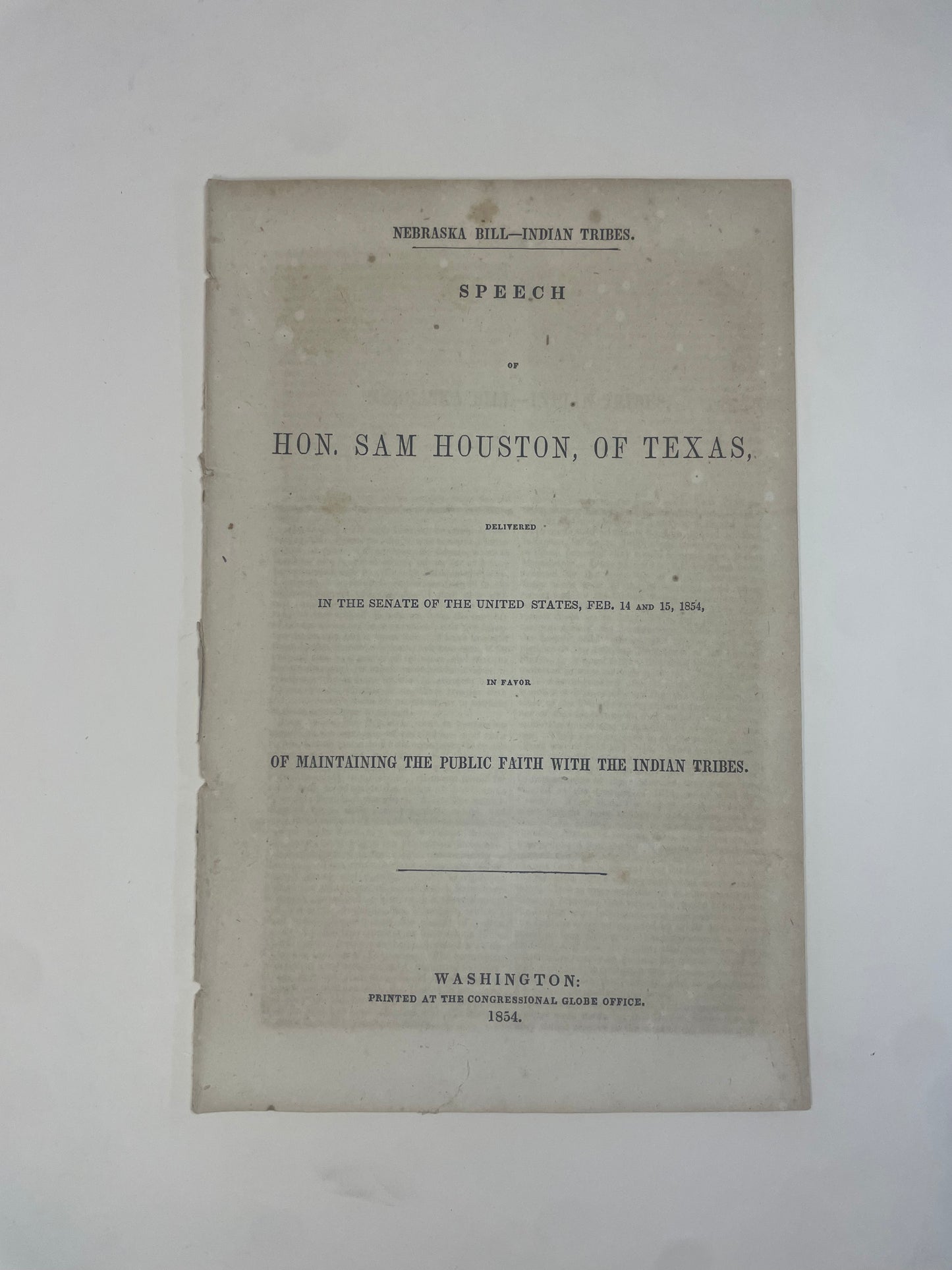 Speech of Hon. Sam Houston, of Texas