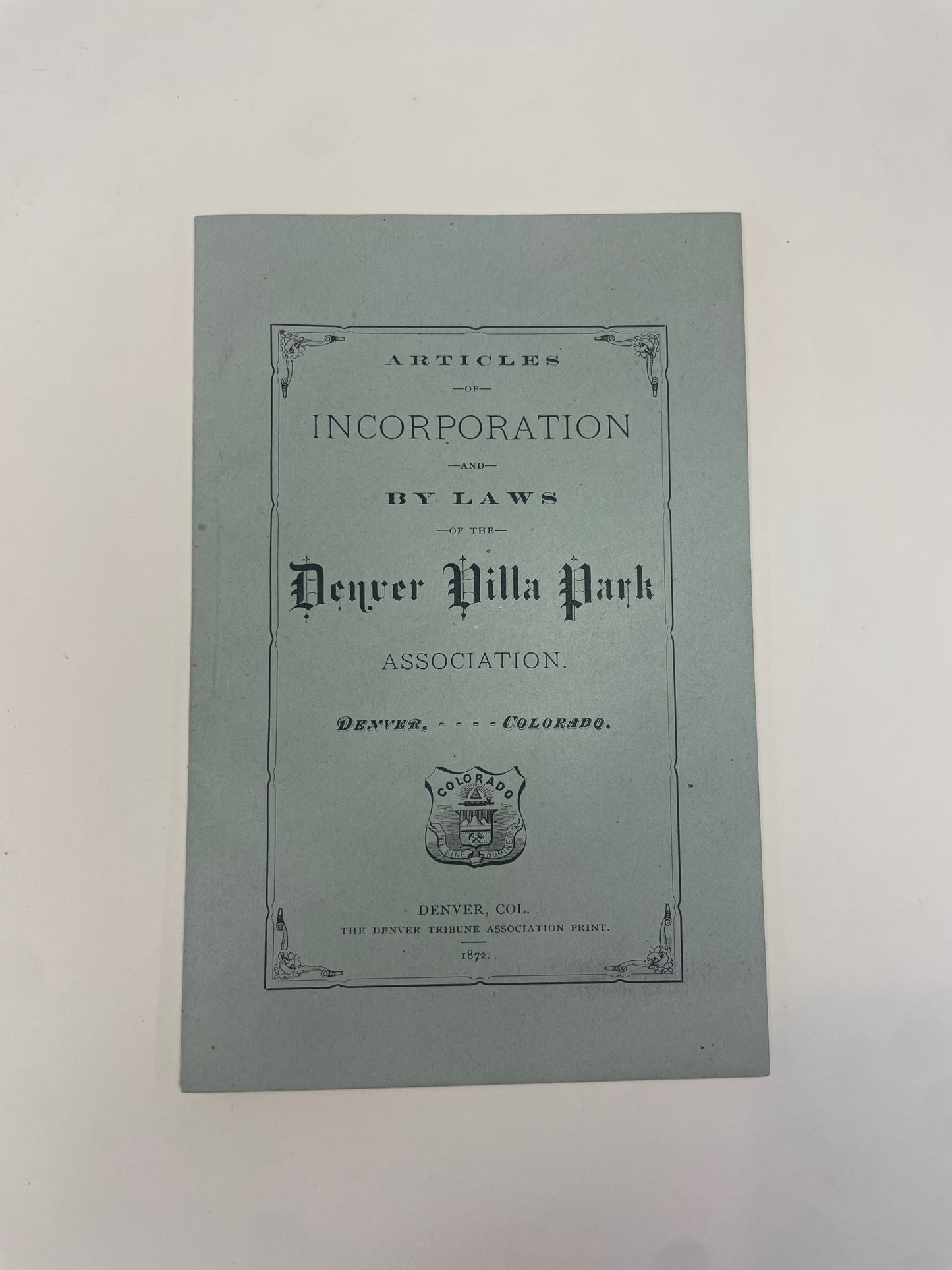 Articles of Incorporation and By Laws of the Denver Villa Park Association
