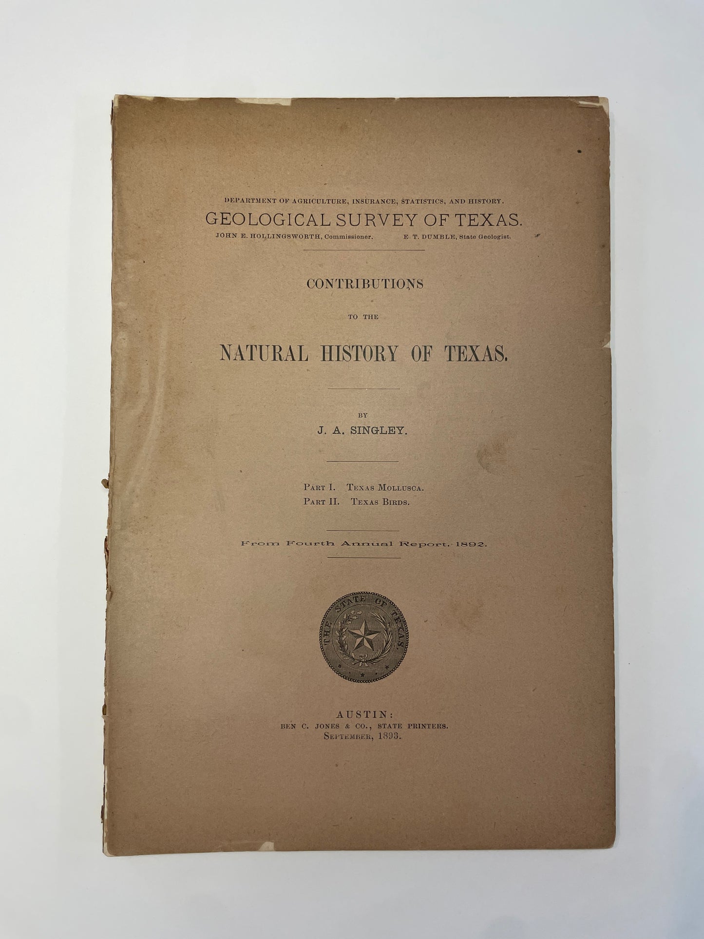 Contributions to the Natural History of Texas