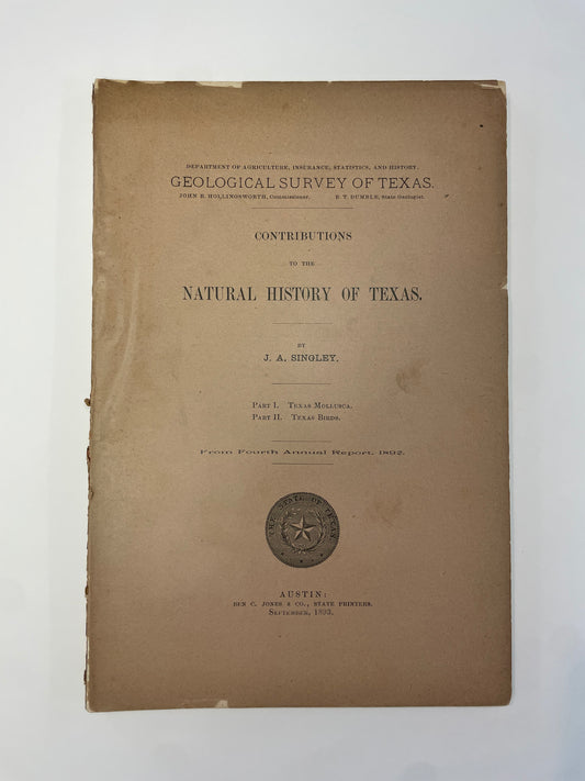 Contributions to the Natural History of Texas
