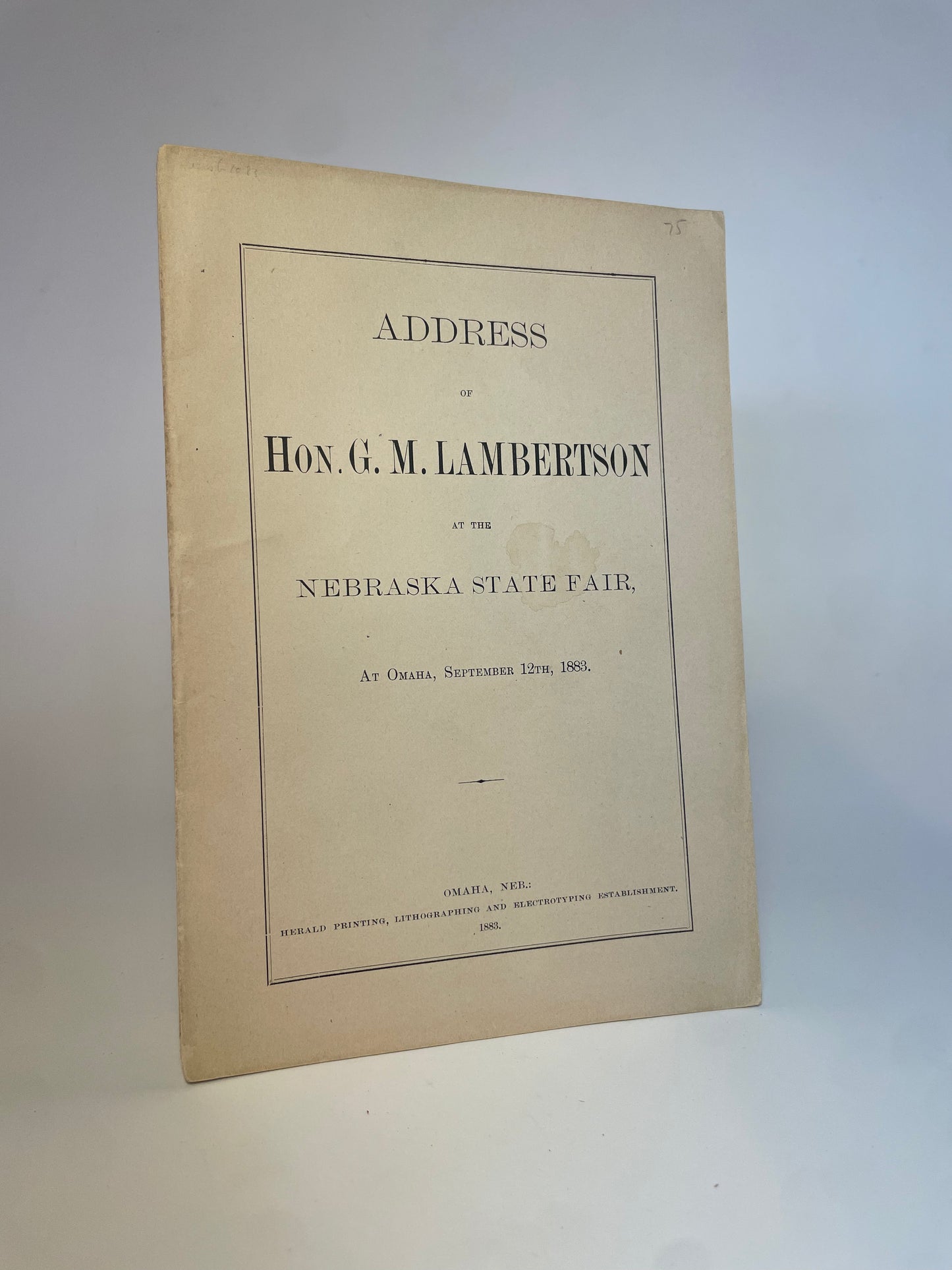 Address of Hon. G. M. Lambertson at the Nebraska State Fair