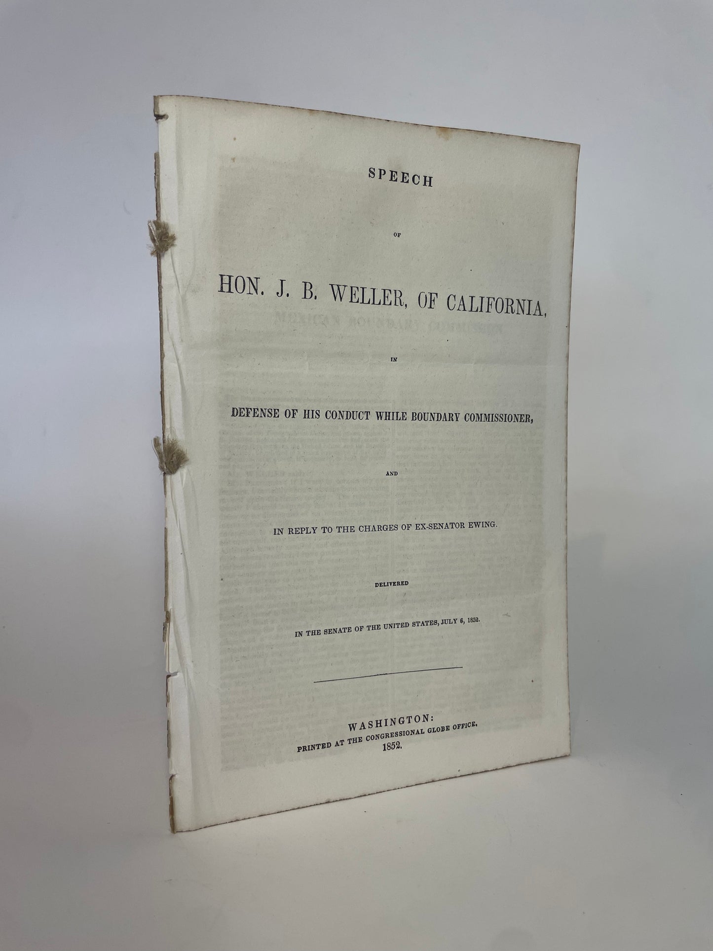 Speech of Hon. J.B. Weller, of California, in Defense of his Conduct While Boundary Commissioner