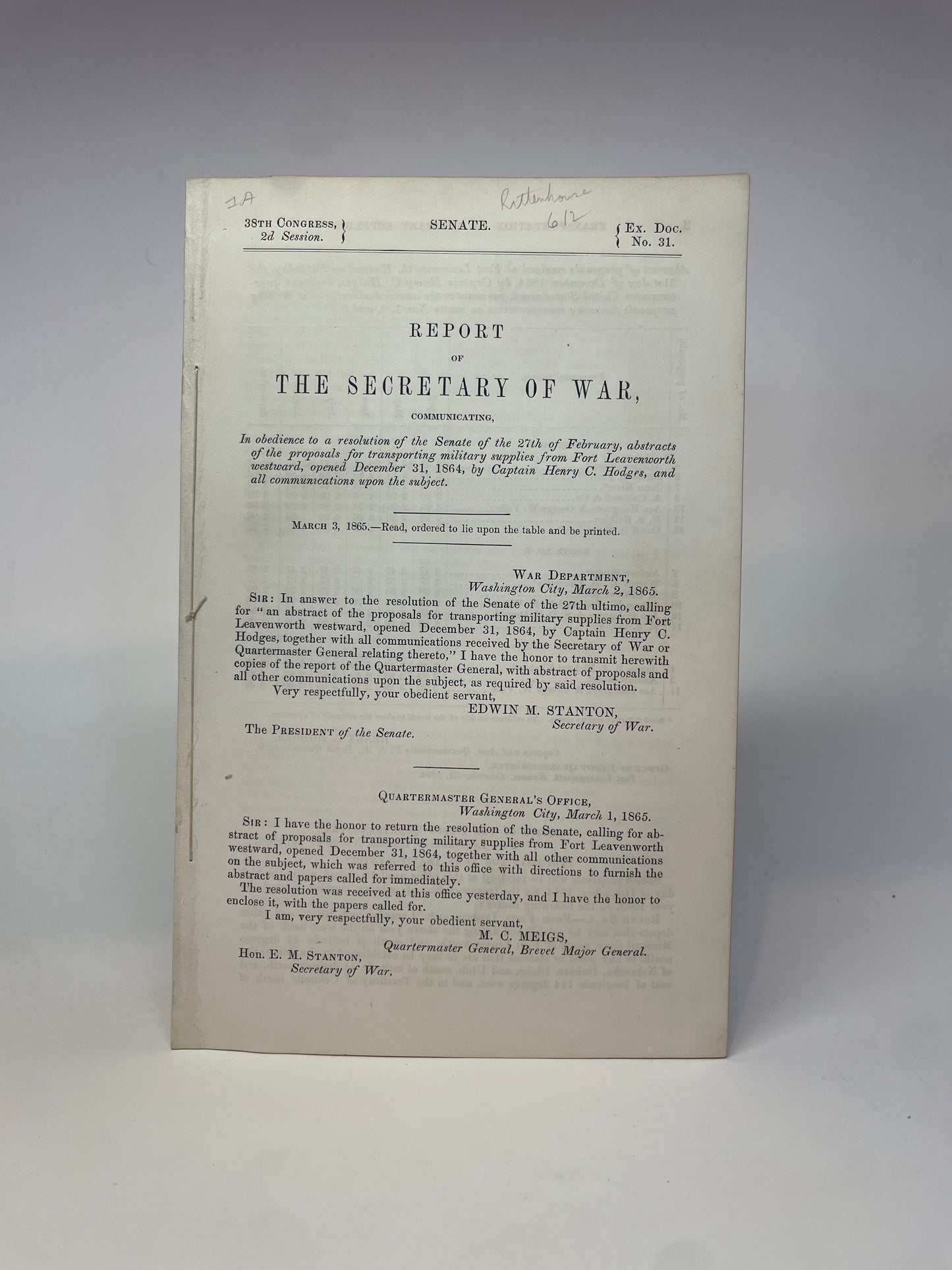 Report of the Secretary of War, 1865