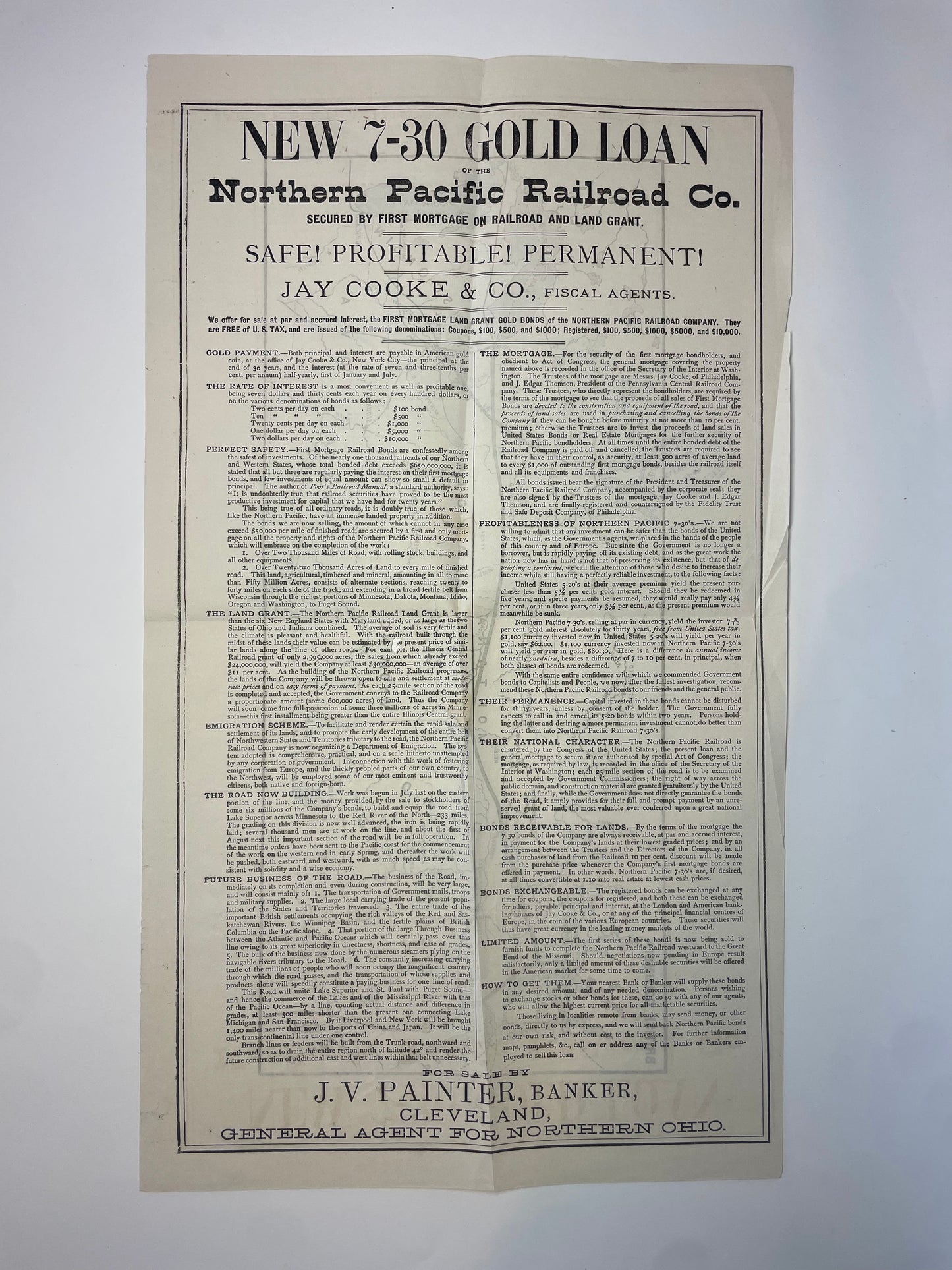Promotional Broadsheet Map for the Northern Pacific Railroad Co.